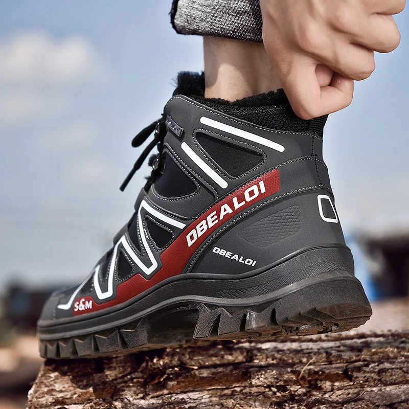 High Quality Winter Hiking Shoes Men Snow Boots Outdoor Travel Warm Plush Lined Waterproof Combat Boots Hiking Ankle Boots
