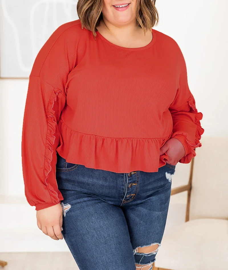 

Plus Size Feminino Blouses Casual Loose Ruffles Women Shirt Basic Tops Fall Spring Ladies Pullover Blusas Mujer De Moda 2022