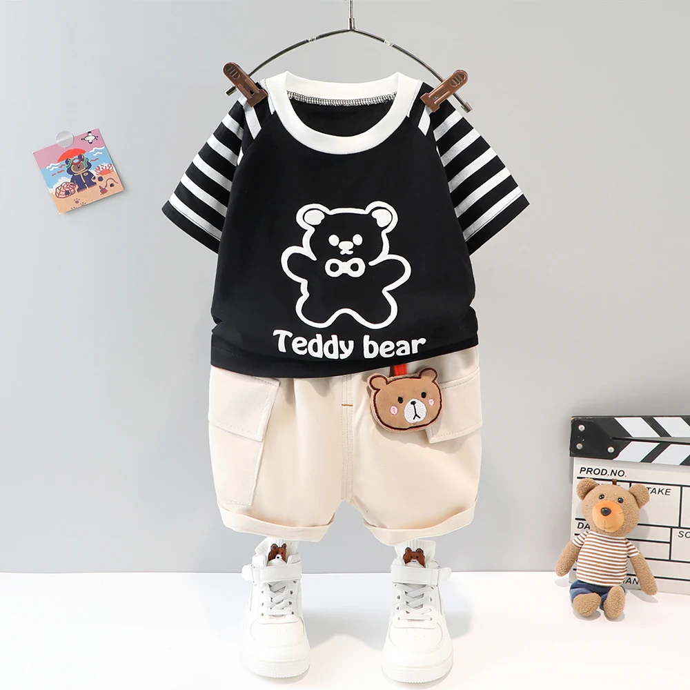 

Children Clothes Set Summer New Fashion Style Cotton Material High Quality Boys Short Sets 2pcs Kids Suit