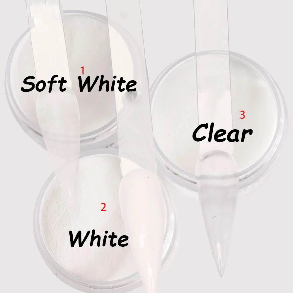 Акриловая пудра 3 в 1, прозрачная, мягкая, белая, 3 цвета, 1 унция/флакон