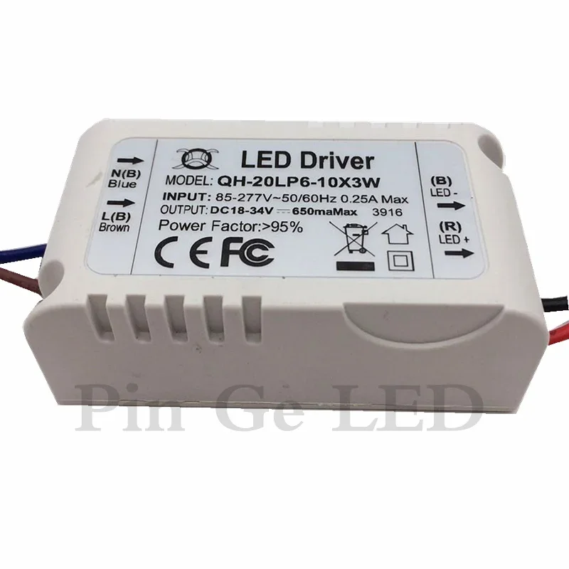 5 шт. изоляция 20 Вт AC85-277V светодиодный драйвер 6-10x3 600 мА DC18-34 В источник питания