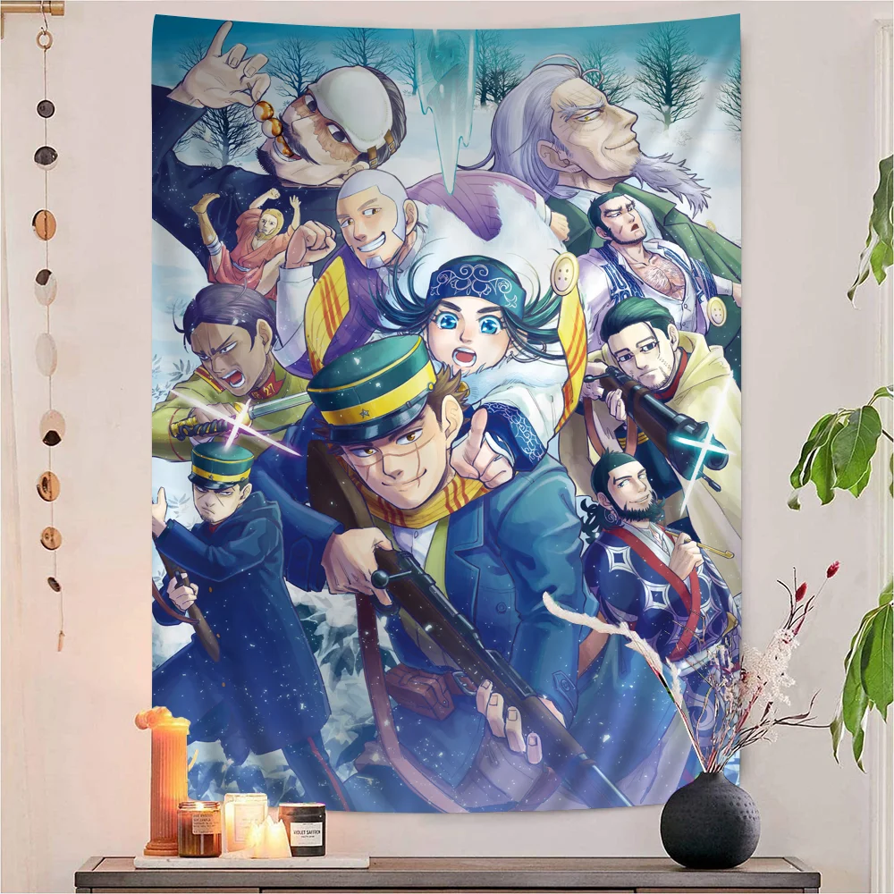Golden Kamuy 2nd Season Printed Large Wall Tapestry Indian Buddha Decoration Witchcraft Bohemian Hippie Art Decor