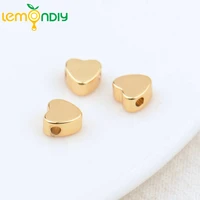 282410pcs 5mm 24k gold color plated brass heart shape spacer beads bracelet beads high quality diy jewelry accessories