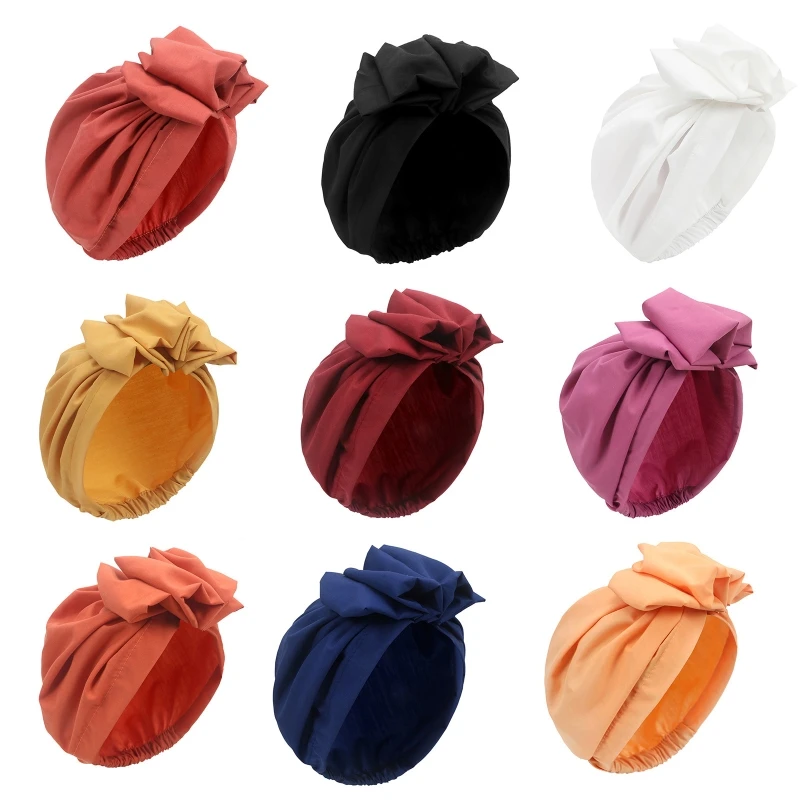 

Boho Style Caps Elastic Bouffant Turban Solid Color Working Hats with Sweatband Unisex Tie Back Hats Hair Covers