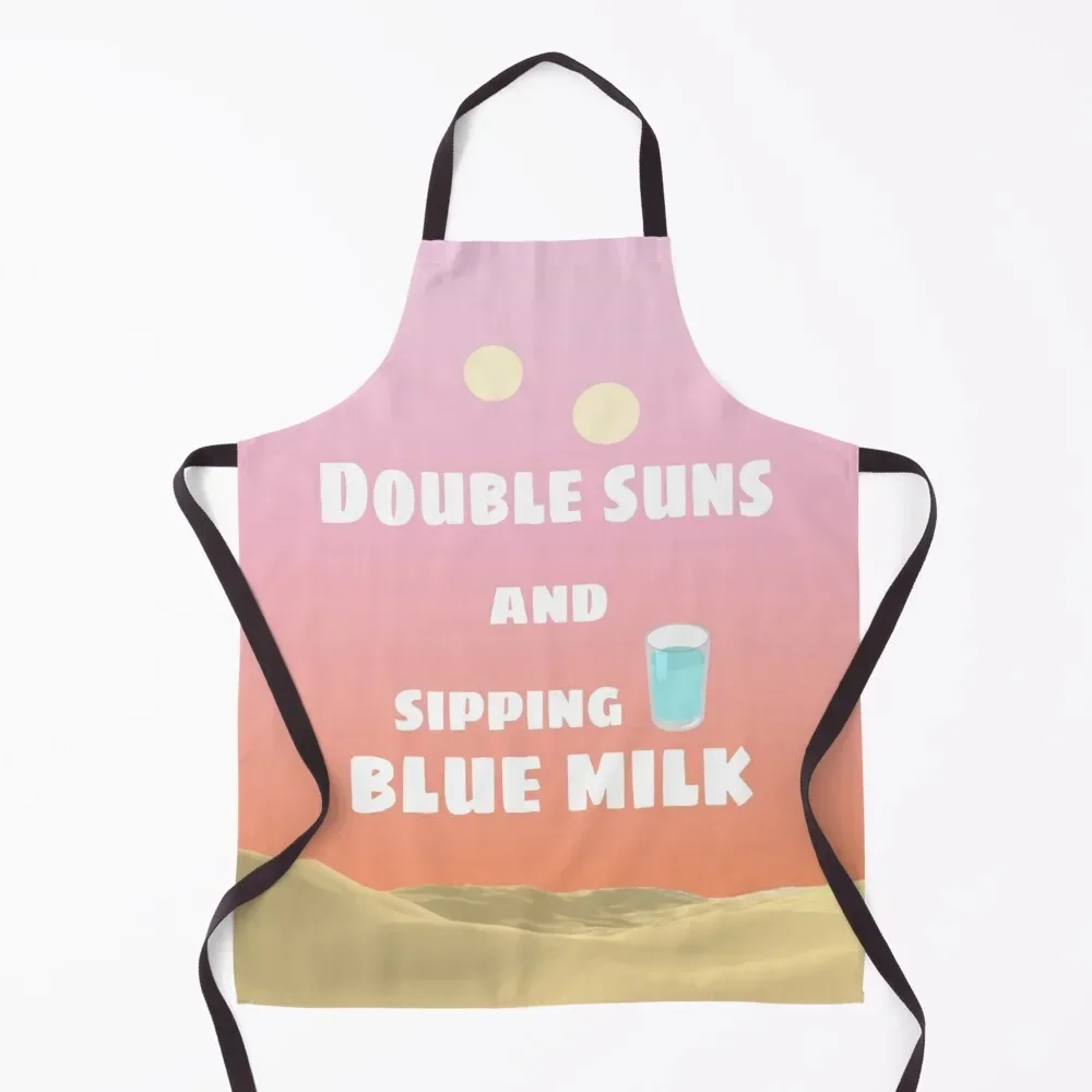 Фартук с двойными солнцами и синим молоком кухонный фартук для женщин мужчин