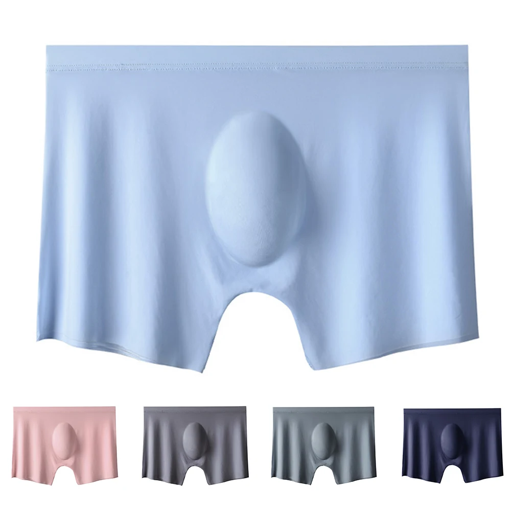 

Ice Silk Men's Panties Sexy Seamless Underwear Ultra-thin Boxer Shorts Breathable Underpants Solid Color Middle Waist Briefs