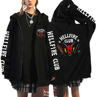 stranger things 4 sweatshirts zip up hoodies printed hellfire club sweatshirt harajuku jacket long sleeve coat hoody unisex