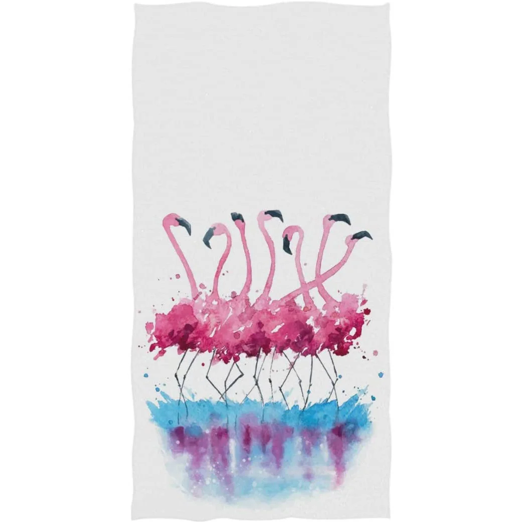 

Stylish Flamingos Watercolor Painting Splash Print Quick Drying Towel