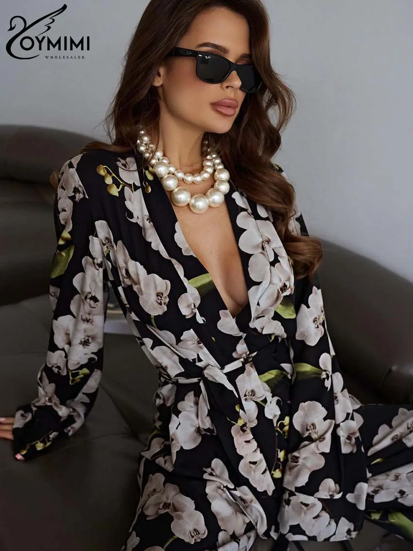 Элегантный комплект из 2 предметов Oymimi с красным принтом женская одежда модная