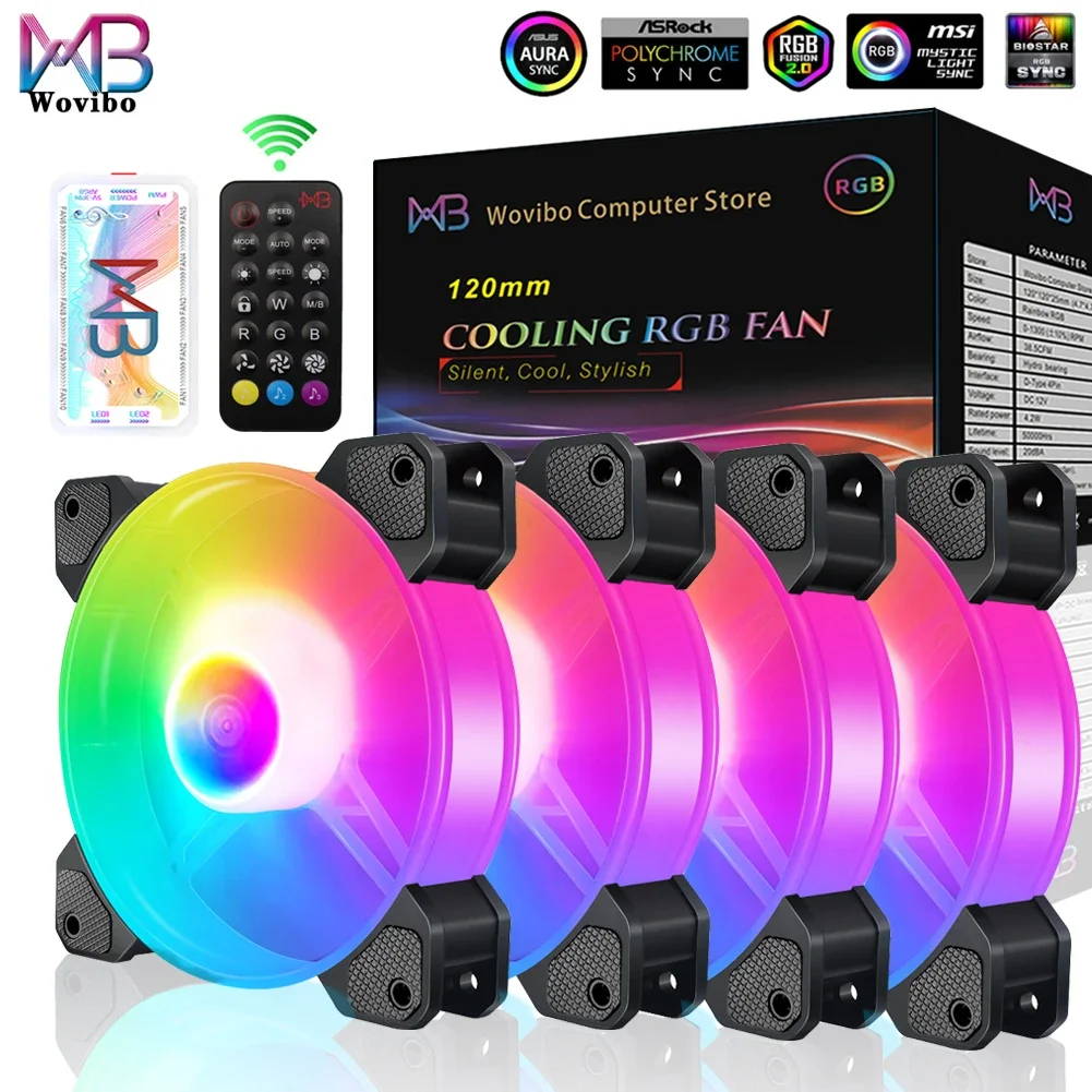 Computer Case 120mm Fan RGB 6PIN Colorful Lamp Radiator Cooler Mute