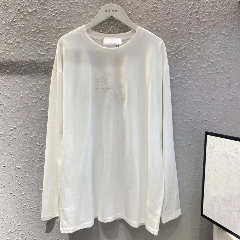 

New Fashion Mu Women Casual Long Sleeve T-shirt Loose Round Neck Pullover Letter Printing Leisure Ladies T-shirt For Autumn 2023
