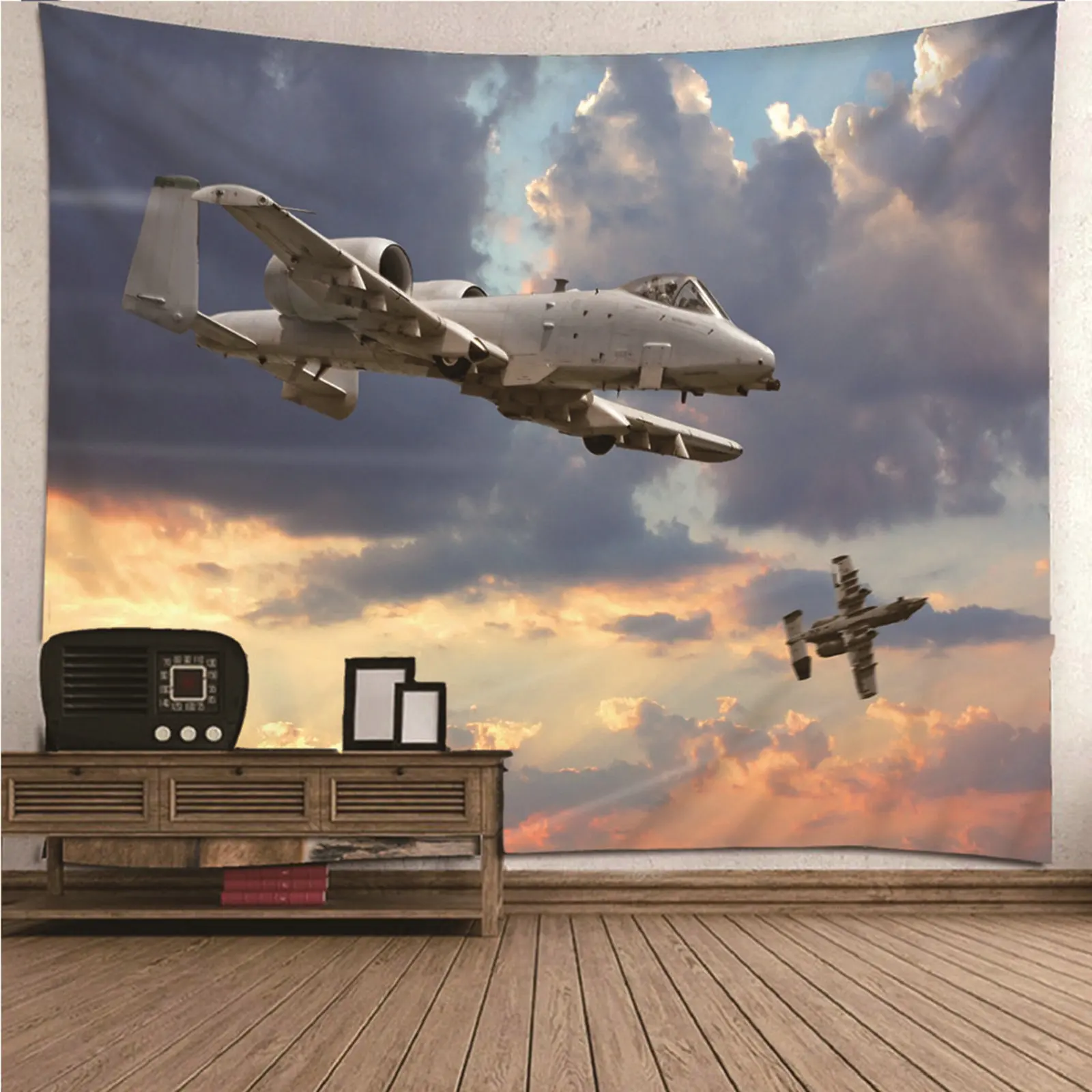 

Home Decor Wall Large Tapestry Rug natural scenery Fighter Flying in the Sky Wall Hanging Blanket Dorm Art Decor Covering