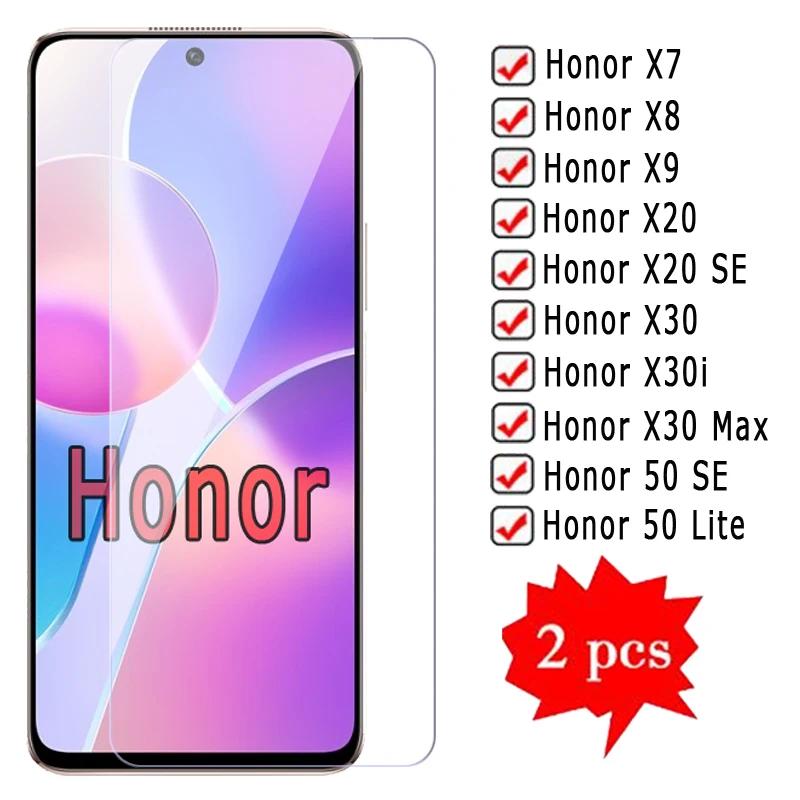 

2-1Pc Tempered Glass For Honor X7 50 X8 X9 X20 X30 I SE MAX Lite Screen Protector Toughened film Cover On Honor X 7 8 9 20 Glass