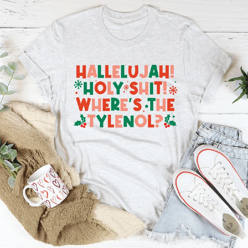 

Rheaclot Hallelujah Christmas Women's Round Neck Retro Vintage Cotton T-shirt