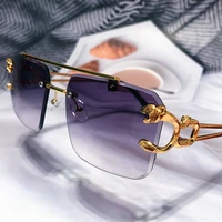 cutting rimless double bean square leopard leg sunglasses for men vintage alloy hollow sun glasses women gradient eyewear uv400