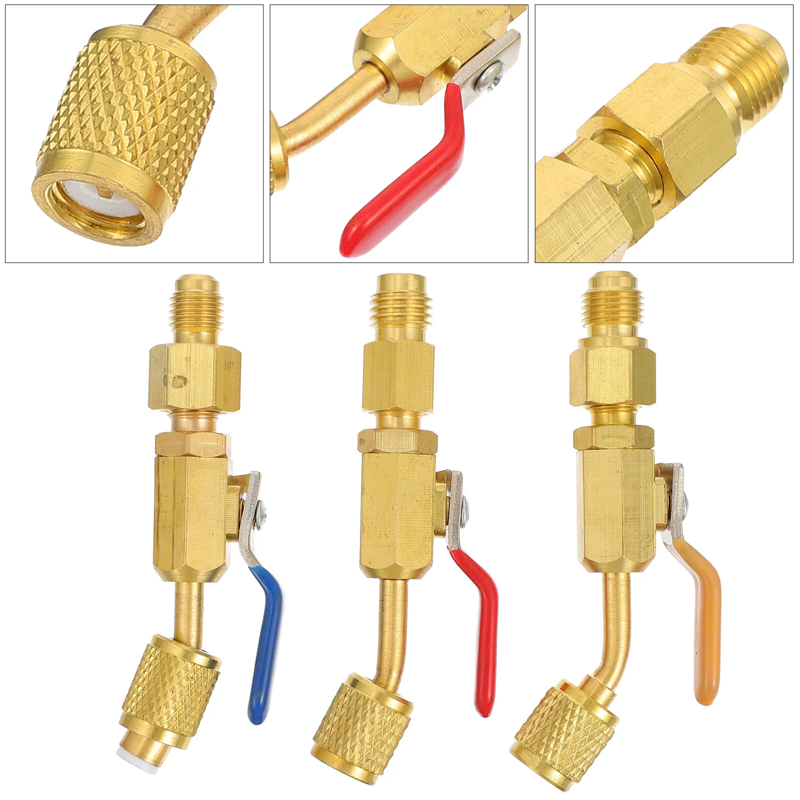 

3pcs Air Conditioning Refrigerant On-off Valves Brass Compact Ball Valves