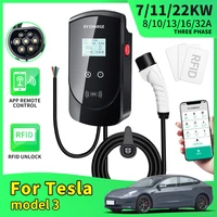 16a 32a 1 3 phase 7 2kw 11kw 22kw charging cable iec 62196 2 ev charger type 2 for tesla model 3 2010 2022 wallbox socket plug