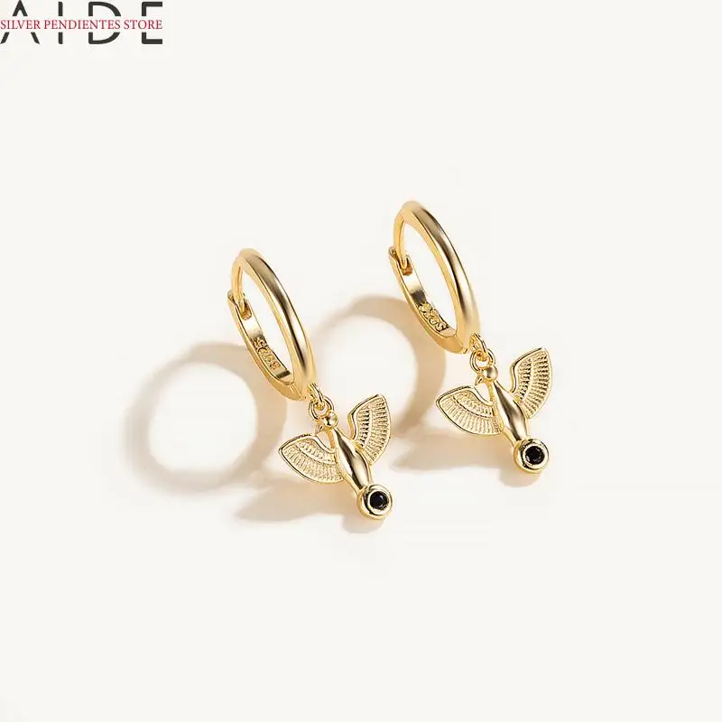 

AIDE Girls Star Zircon Earrings Gold Color Hoop Earring Pendientes 925 Silver Color Earring For Women Jewelry Aretes De Mujer