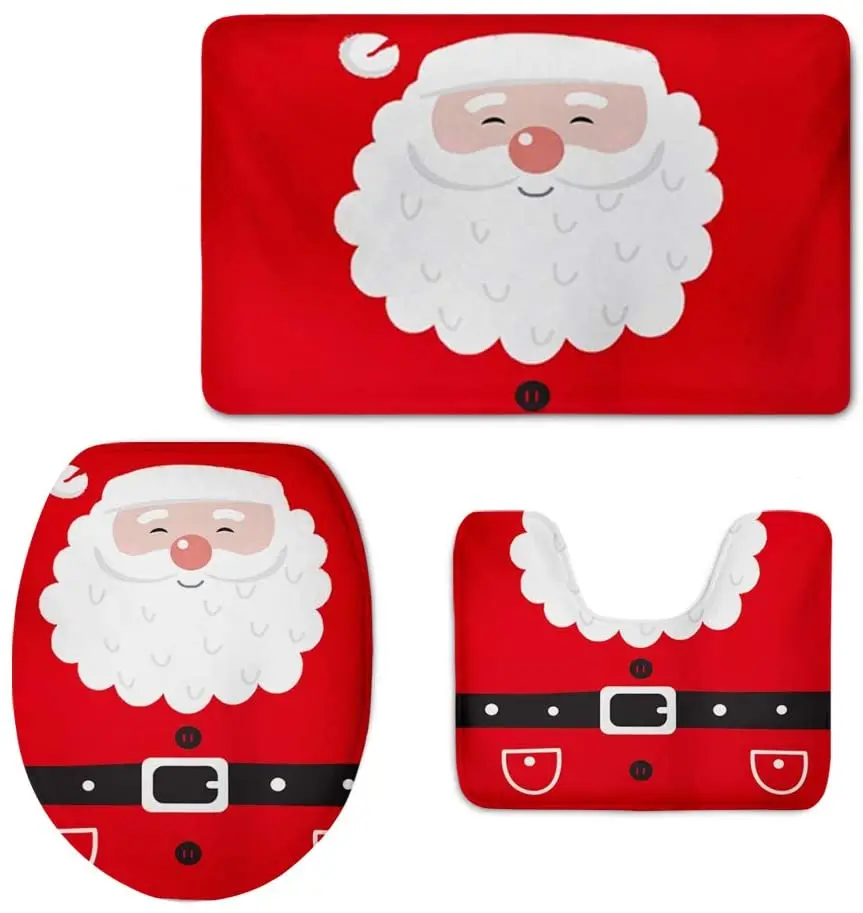 Коврик для ванной мягкий нескользящий коврик красный Санта-Клаус рождественские