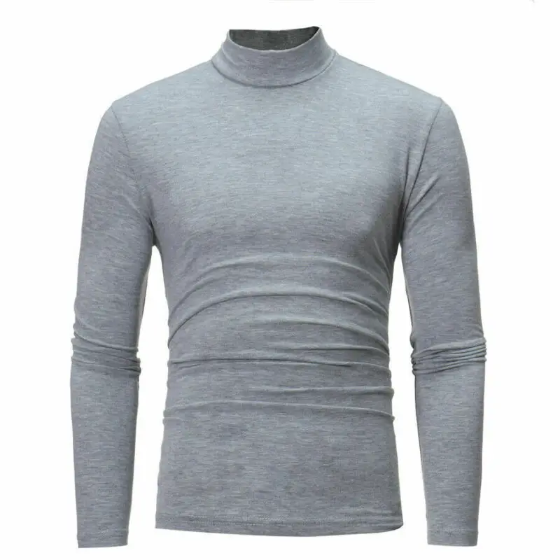 New Gothic Men Turtelneck Sweater Pullover Long Sleeve Stretch Slim Basic Sweater Turtleneck Male Blouse Spring Clothes