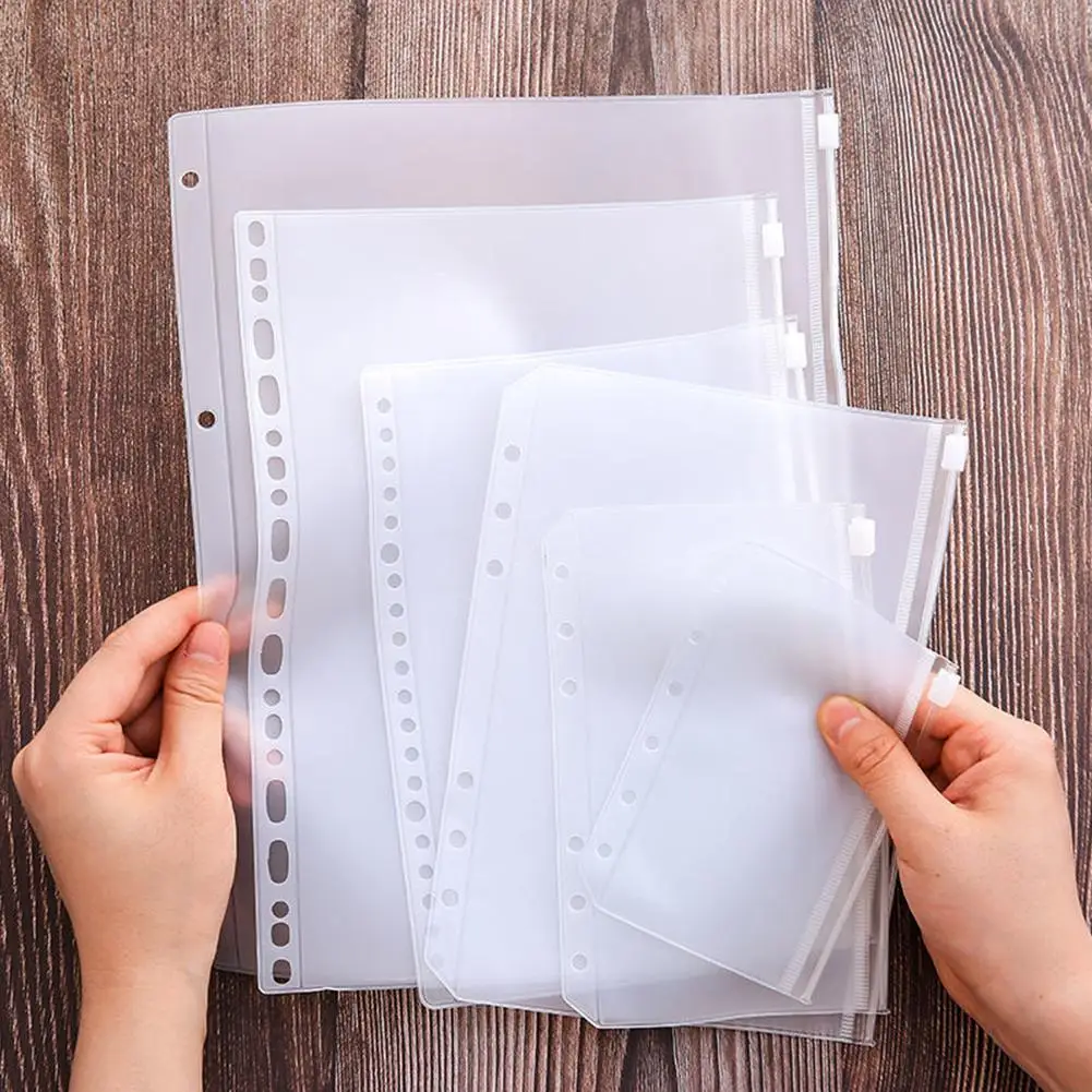 

A5/A6/A7/B5 Frosted PVC storage bag transparent Loose Leaf Binder zipper bag document Filing Organizer Product