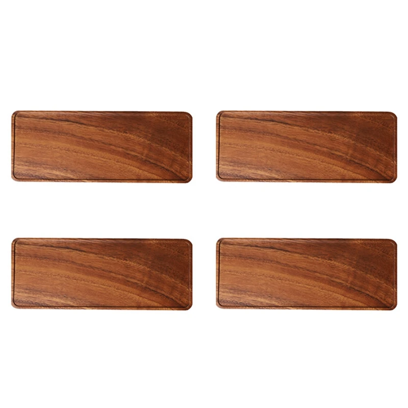 

4X South American Walnut Tray, Solid Wood Wooden Afternoon Tea Tray, Fruit Tray, Coffee Shop Simple Snack Tray