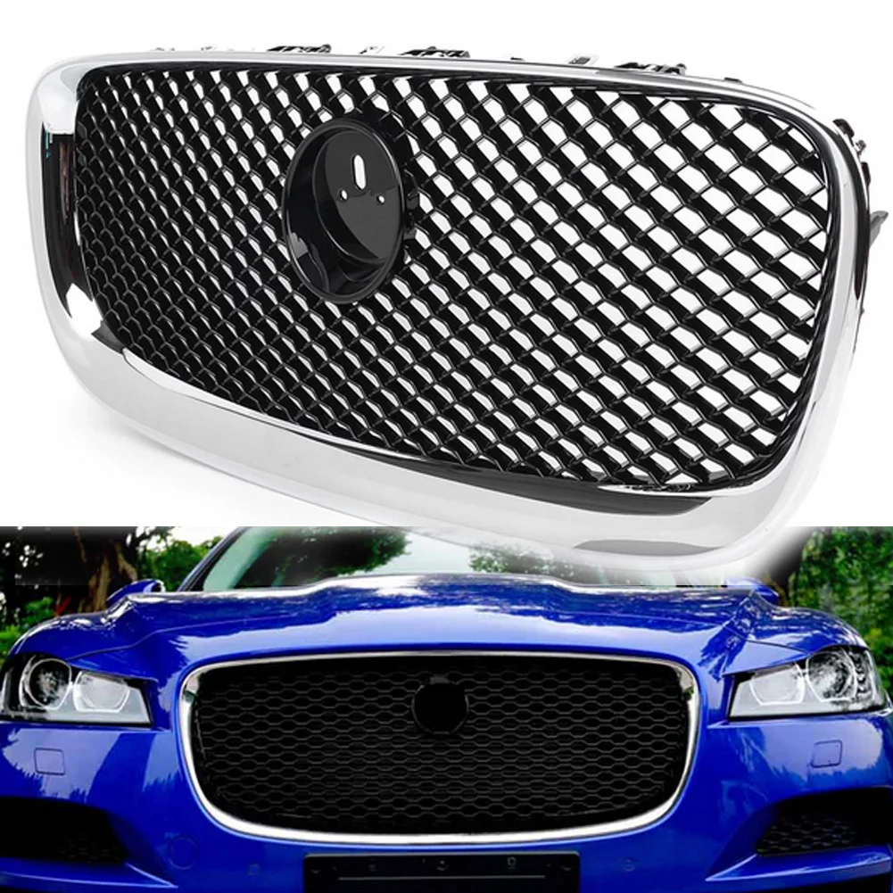 Car Front Grille Upper Radiator Grill Exterior Racing Grills Mesh Grid Front Bumper For Jaguar XF XFR X250 2012 2013 2014 2015