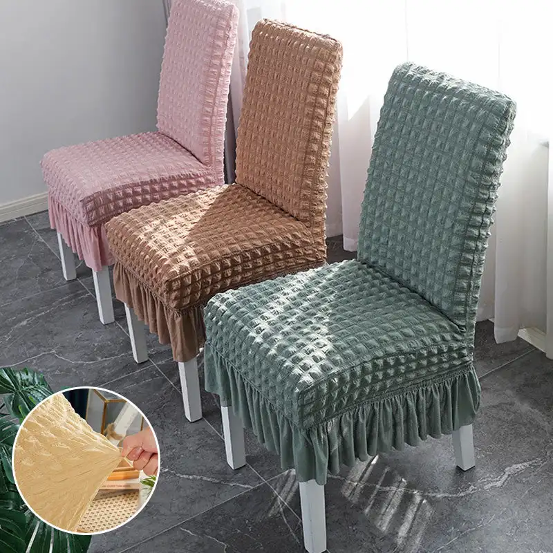 

Thickened Three-Dimensional Chair Cover Bubble Yarn Chair Cover Cover Stretch Dining Chair Cover Dustproof Antiskid Chair Cover