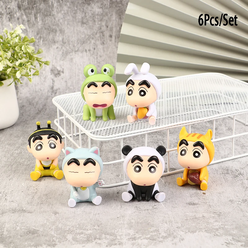 

Аниме-фигурка японского автомобиля, украшение Crayon Shin-Chan, кавайная кукла, украшение, милые игрушки, подарок, искусственное животное, милая игрушка, 6 шт. костюмов