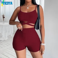 yiciya womens tracksuit solid color vest shorts sets set two fashion pieces for sexy leisure outfits for woman sweatshirt 2022