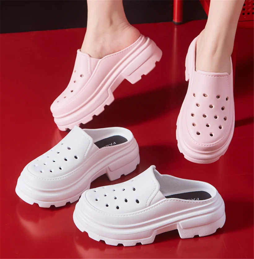 High Heels Sandals Women Clogs Summer 6.5cm Increase Platform Woman Waterproof Slippers Non-slip Sandals Fashion Garden Shoes