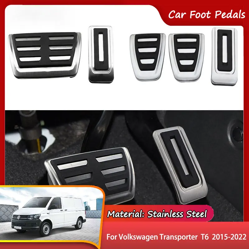 

for Volkswagen VW Transporter T6 T6.1 2015~2022 Stainless Steel Car Pedals Accelerator Brake No Drilling Pedal 2019 2020 AT MT