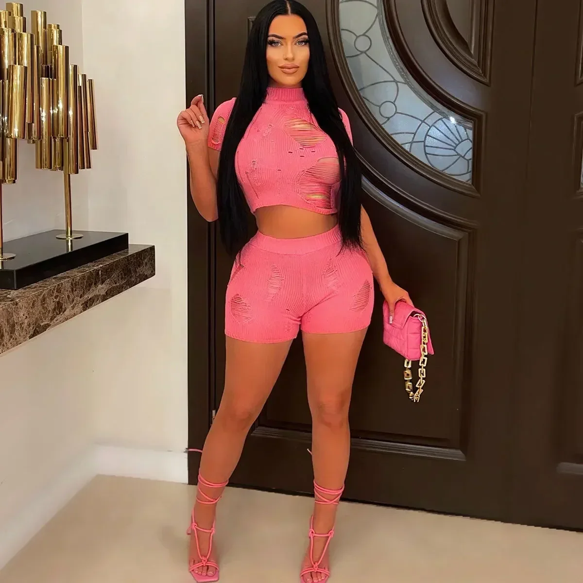 Новая женская одежда европейская мода вязаные обтягивающие волосы сексуальный