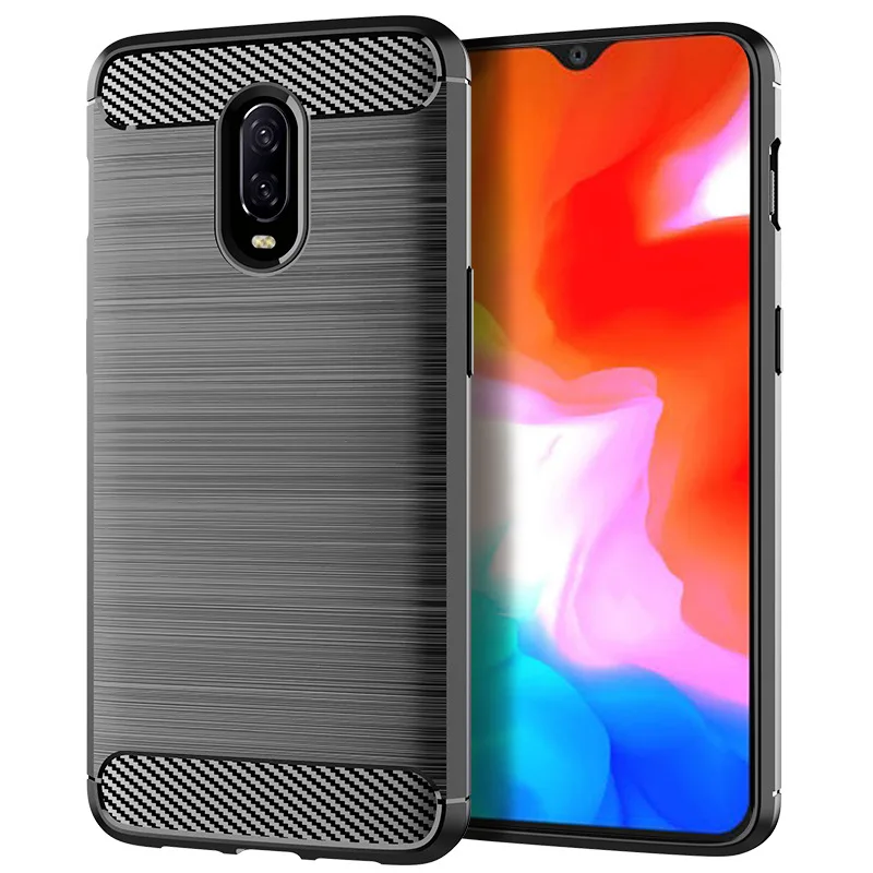 Роскошный чехол из углеродного волокна для Oneplus 6T 1 + 6t полностью Защитный Мягкий