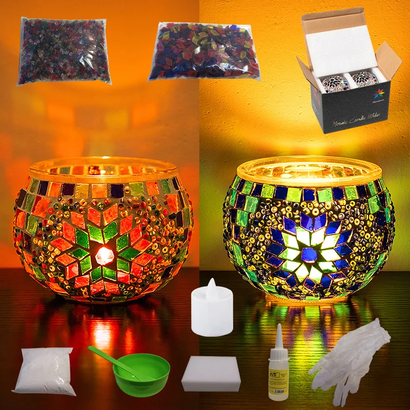 

Винтажная мозаичная лампа DIY в турецком стиле, держатель для свечи, ретро романтическое художественное украшение, настольная лампа ручной р...