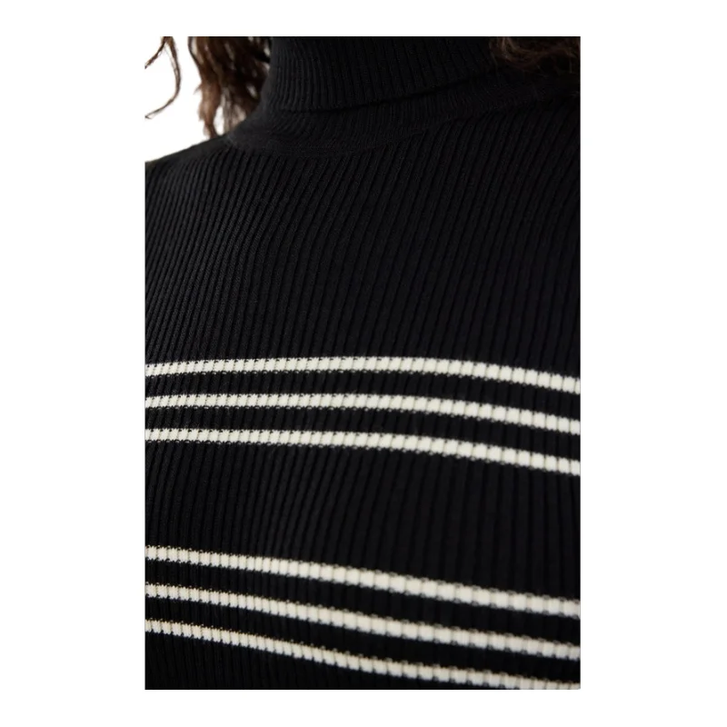 Trendyol TYZA Женские платья Полосатый повседневный трикотаж Slim Fit Водолазки со