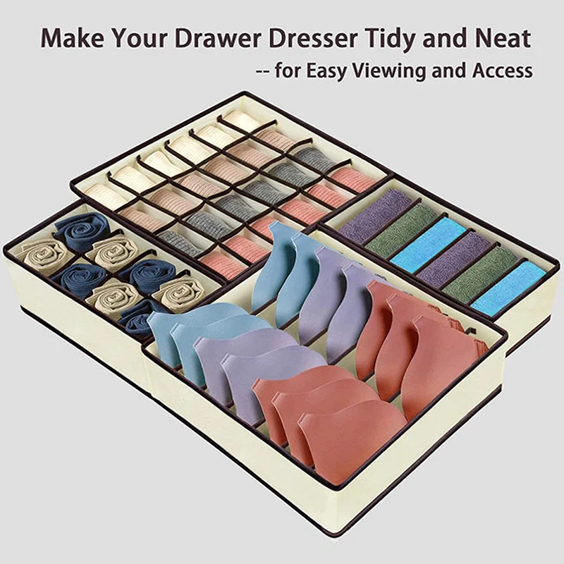 

Foldable Underwear and Bras Drawer Organizers Fabric Closet Dresser Drawers Organizers Dividers Clothing Storage Organizers Box