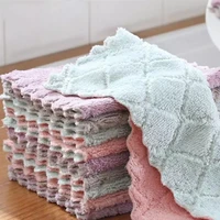 hot 12510pcs double layer absorbent microfiber kitchen dish cloth non stick oil household cleaning wiping towel kitchen tool