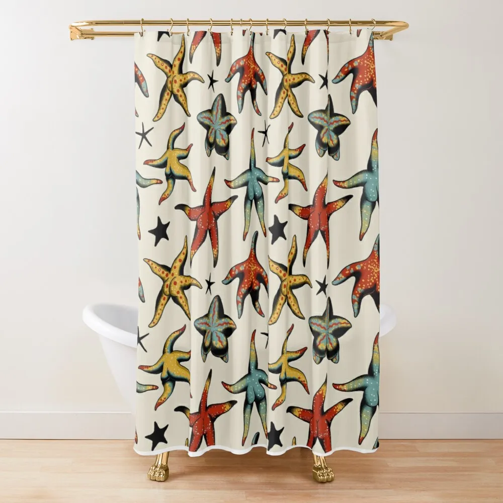 

Starfish Booty Tattoo Flash Retro Bath Goods Set Gradient Bathroom Accessories Panel Japanese Shower Curtains