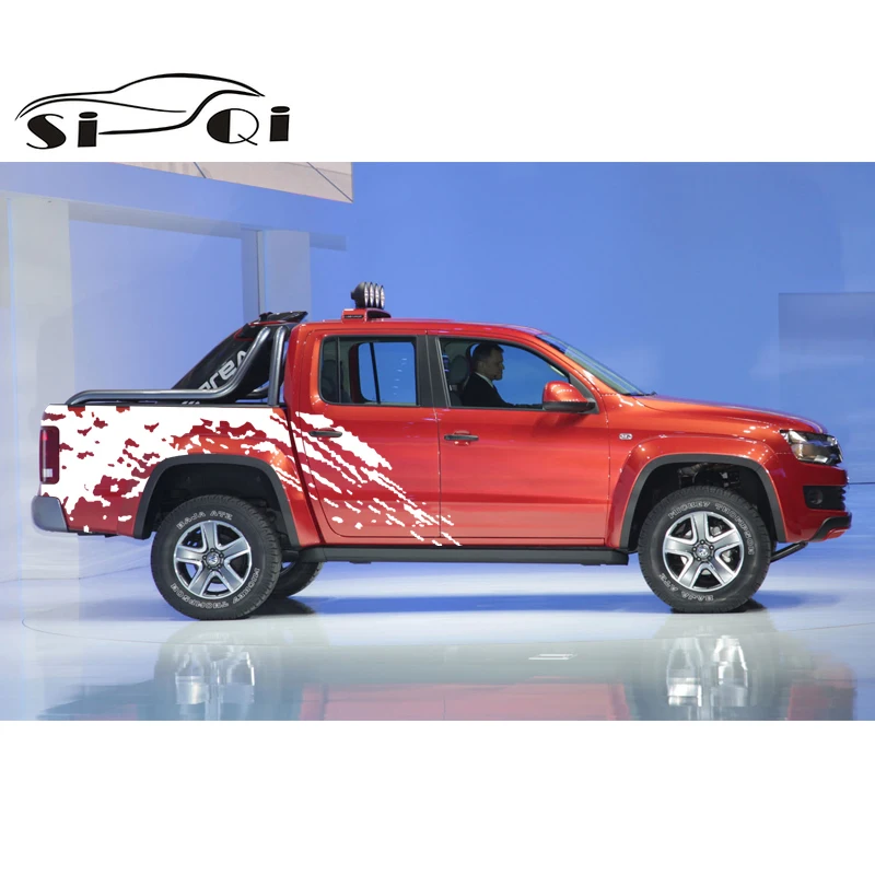 

Car Decals 3 Pieces 4x4 Off Road Mudslinger Side Door And Back Door Graphic Vinyl Cool Car Sticker Fit For VW Amarok 2009-2018
