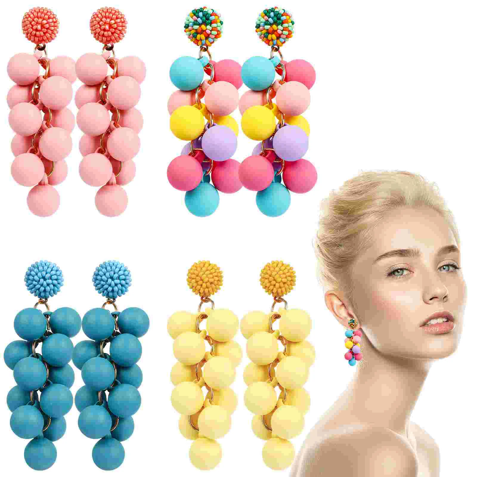 

4 Pairs Candy Cute Jewelry Fashion Gifts Acrylic Earrings Drop Earrings For Women Dangle Candy Earrings for For Women