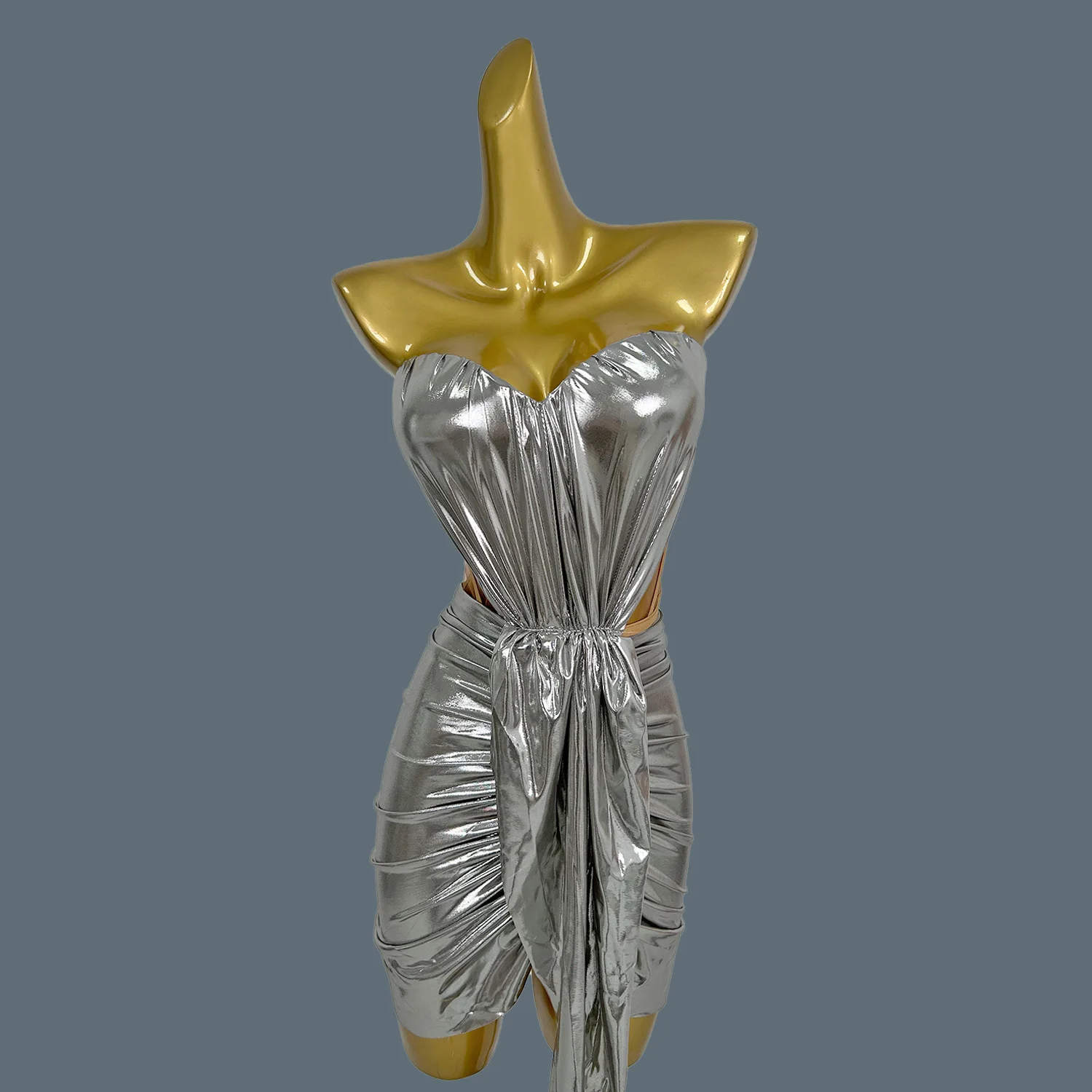 Черный блестящий бандажный топ без бретелек для девочек мини-юбка комплект из 2