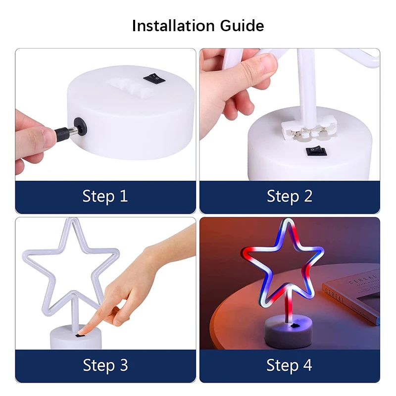 Светодиодные неоновые лампы с подставкой ночник на батарейках декоративная