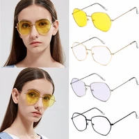 vintage classics party dating reflective lens irregularity design metal frame polygon sunglasses clear lens glasses accessories