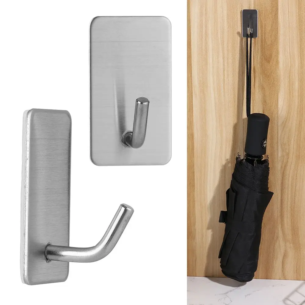 

Stainless Wall Sticky Steel Adhesive Towel Holder Wall Hook Hanger Storage Bathroom Accessories