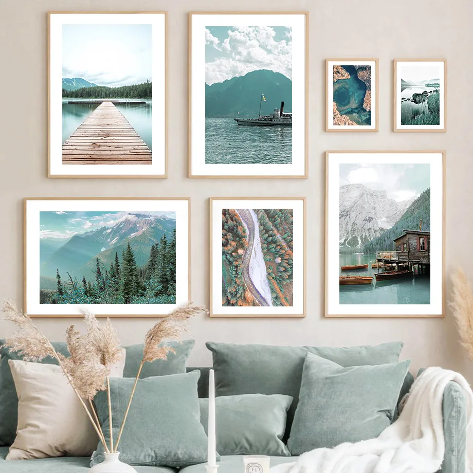 

Lake Woods Mountain Cliff National Park Bridge Nordic Wall Art Canvas Painting Posters And Prints Pictures For Living Room Decor