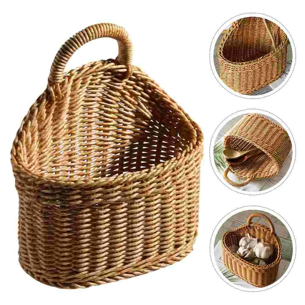 

Basket Hanging Storage Wall Woven Rattan Wicker Flower Baskets Fruit Egg Onion Planter Kitchen Garlic Pot Seagrass Vase Holder