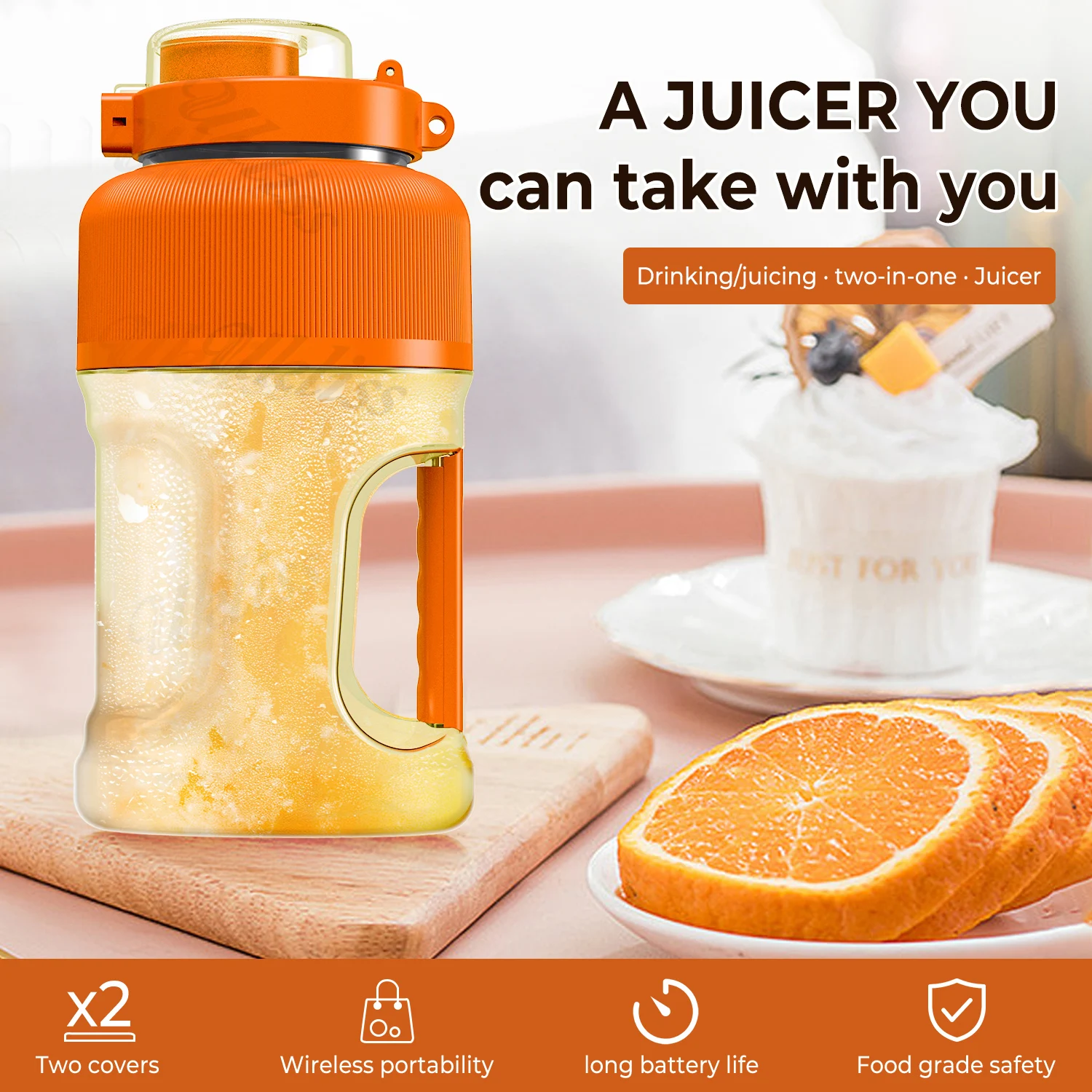 

1000ML Portable Juicer Blender Electric Orange Juicer Machine Fresh Juices Blender USB Rechargeable Outdoor Sport Blender Bottle