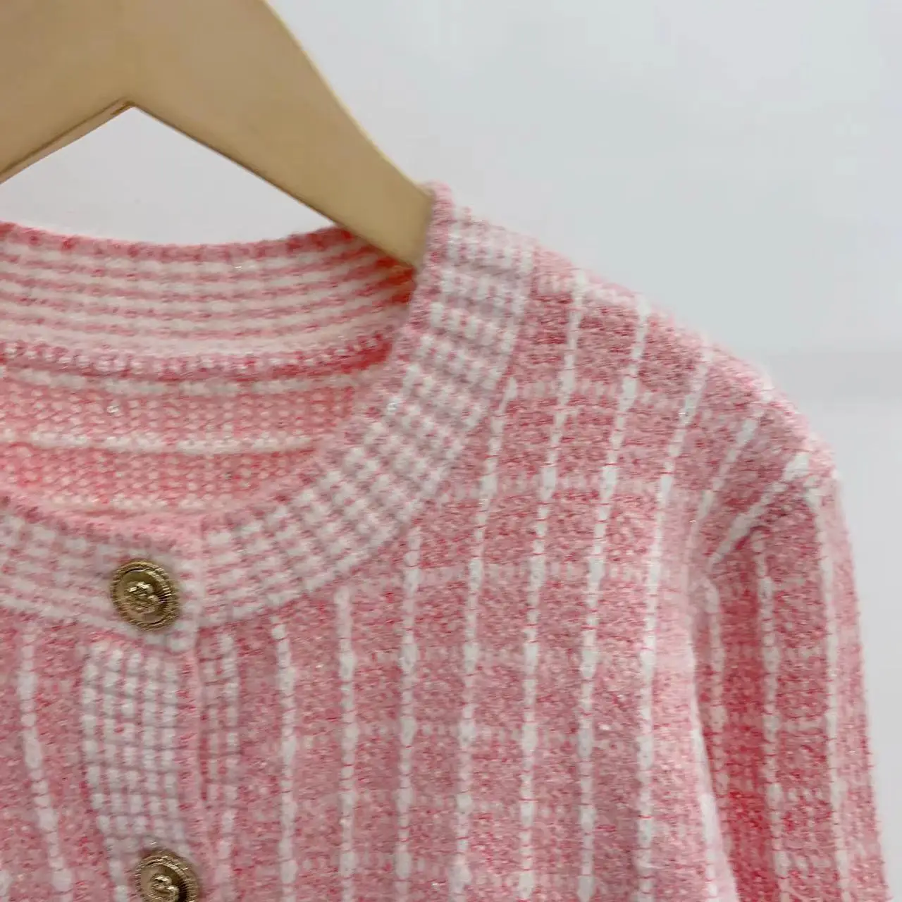 

Женский однобортный трикотажный кардиган, клетчатый свитер с круглым вырезом и длинным рукавом, Осень-зима