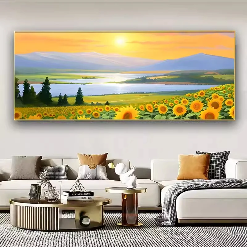Постер с изображением природы подсолнуха декоративная роспись в гостиной